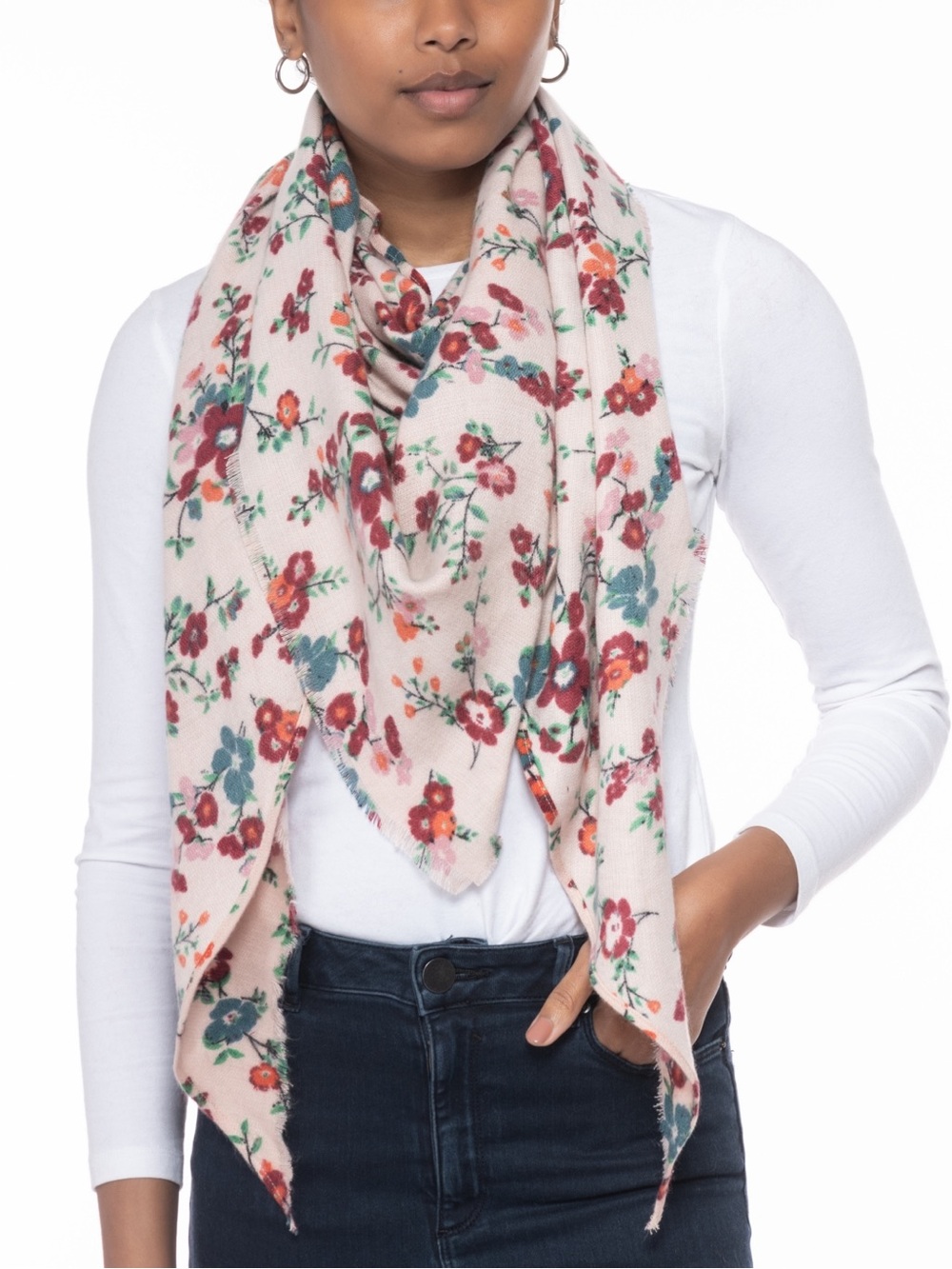 INC International Concepts Pink Floral Triangle Scarf